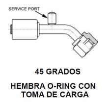 PARTES AIRE ACONDICIONADO RAC-BL1311-1 - RACOR 45° HEMBRA O-RING CON TOMA DE CARGA ALUMINIO ESTANDAR