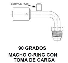 PARTES AIRE ACONDICIONADO RAC-BL1421-3 - RACOR 90° MACHO O-RING CON TOMA DE CARGA ALUMINIO ESTANDAR R